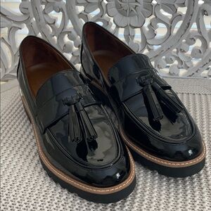 Franco Sarto black patently sole loafers sz10